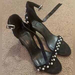 White House Black Market Black Heels with Silver Studs
